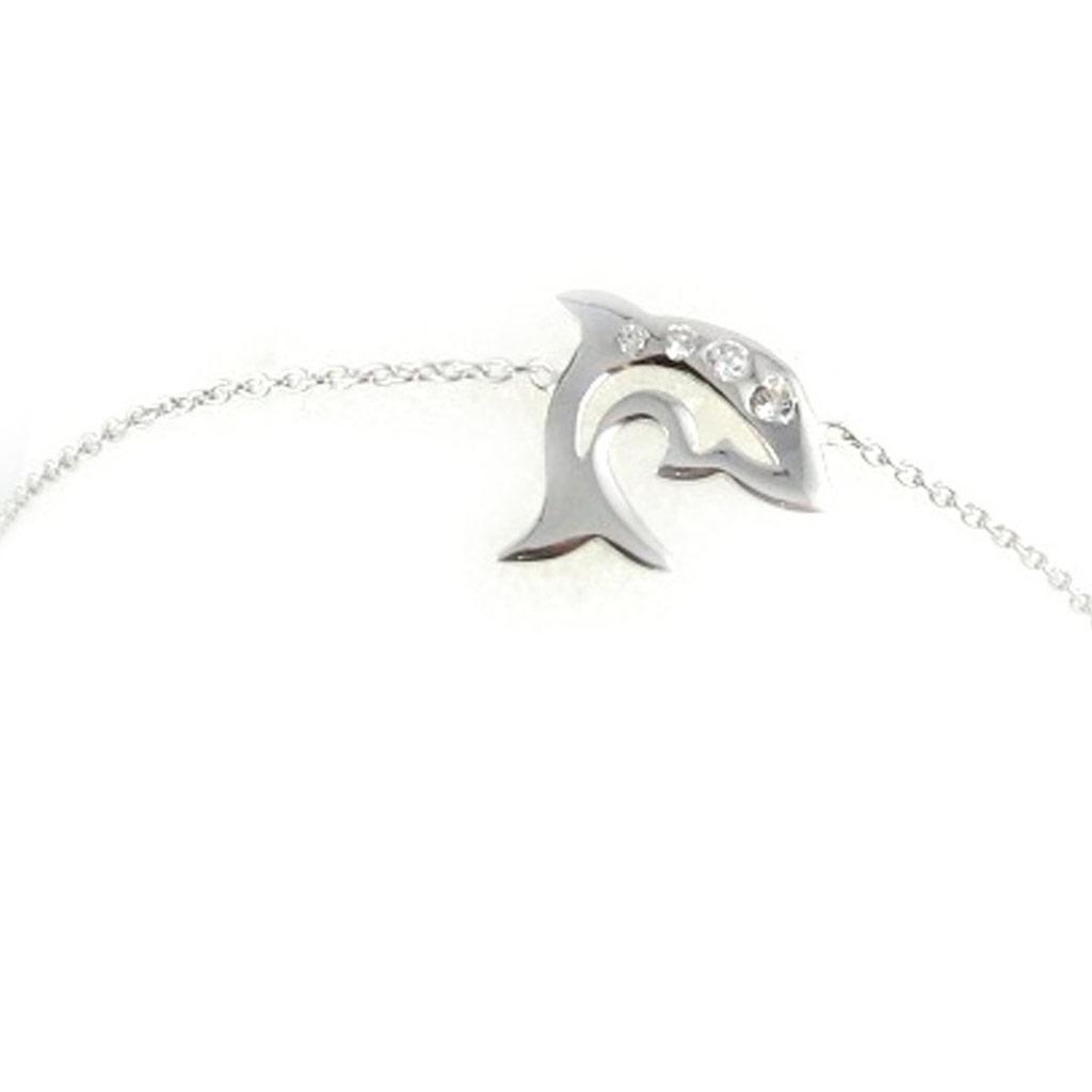 Les Trésors De Lily [K9567] - White 'Dolphin' Silver Bracelet