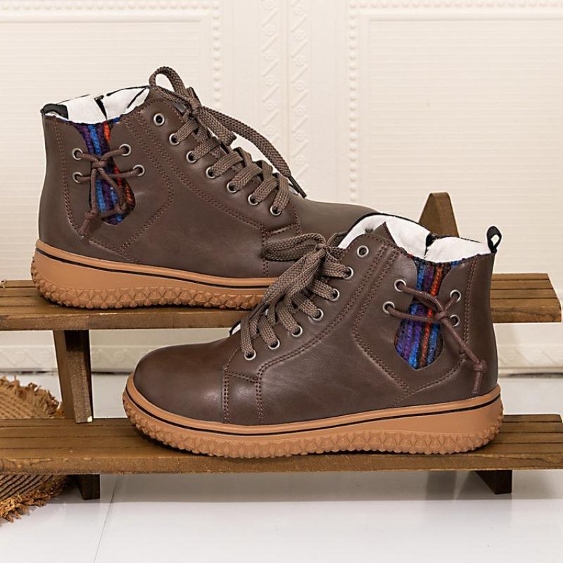 Large size tall snow boots for women, new lace-up outer cotton shoes for autumn and winter women