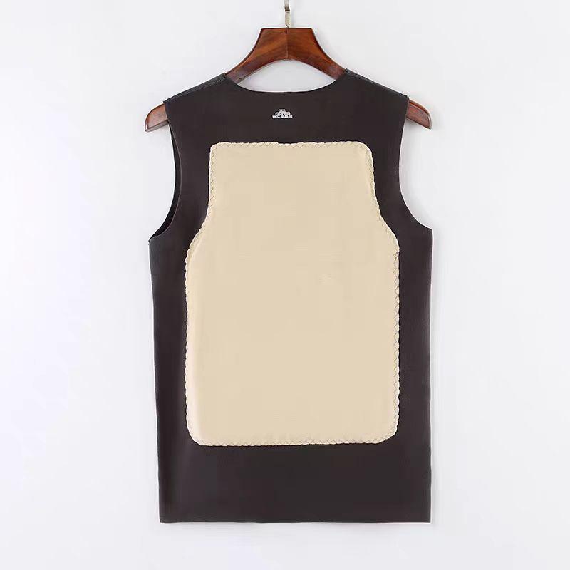 Мужской двусторонний флисовый жилет - Бесшовный немецкий бархат, без рукавов, с начесом, утолщенный для осени и зимы 5XL (180-200 jin)