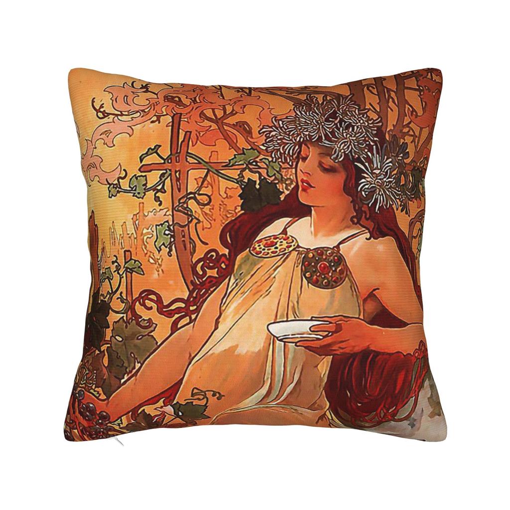 Alphonse Mucha (  )  Pillowcase Polyester Cushion Cover Decorations  Throw Pillow Case Cover Chair Zippered Xcm