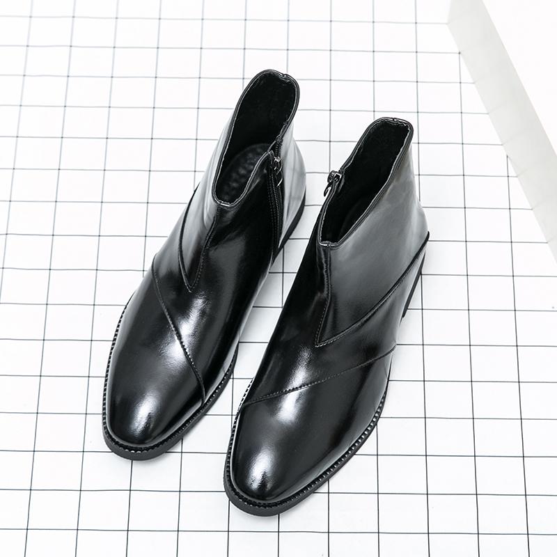 Мужские ботинки с высоким голенищем из ПУ с вставками на низком каблуке удобные повседневные классические размеры 38-46 46 9157₽