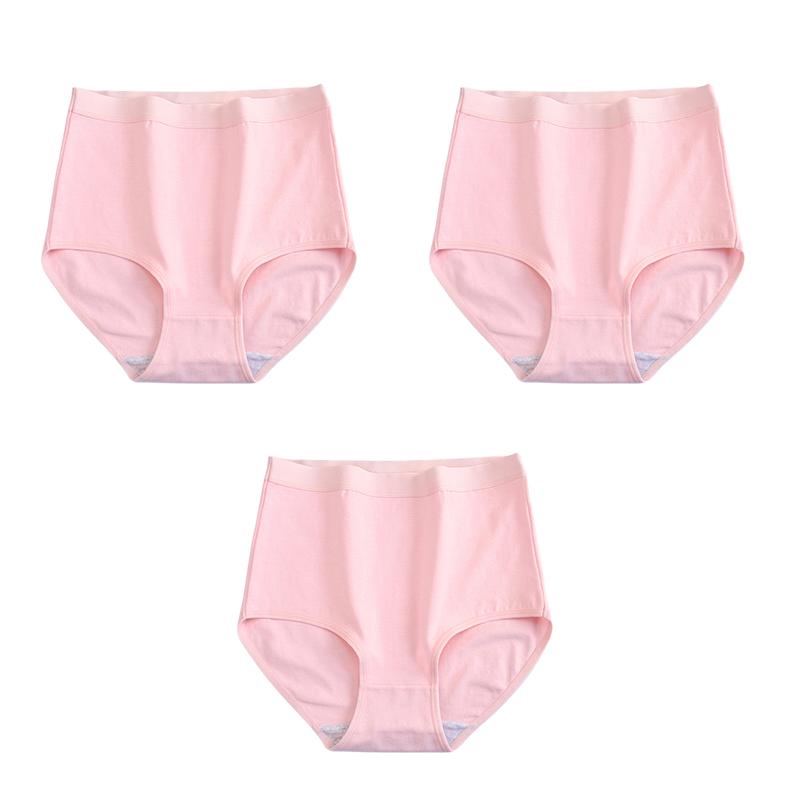 YUOOLAR 3 Adet/Grup M-XXXL Büyük Beden Pamuklu Kadın Külot Nefes Alabilen Yüksek Bel Külot Rahat Düz Renk İç Çamaşırı Yumuşak Külot
