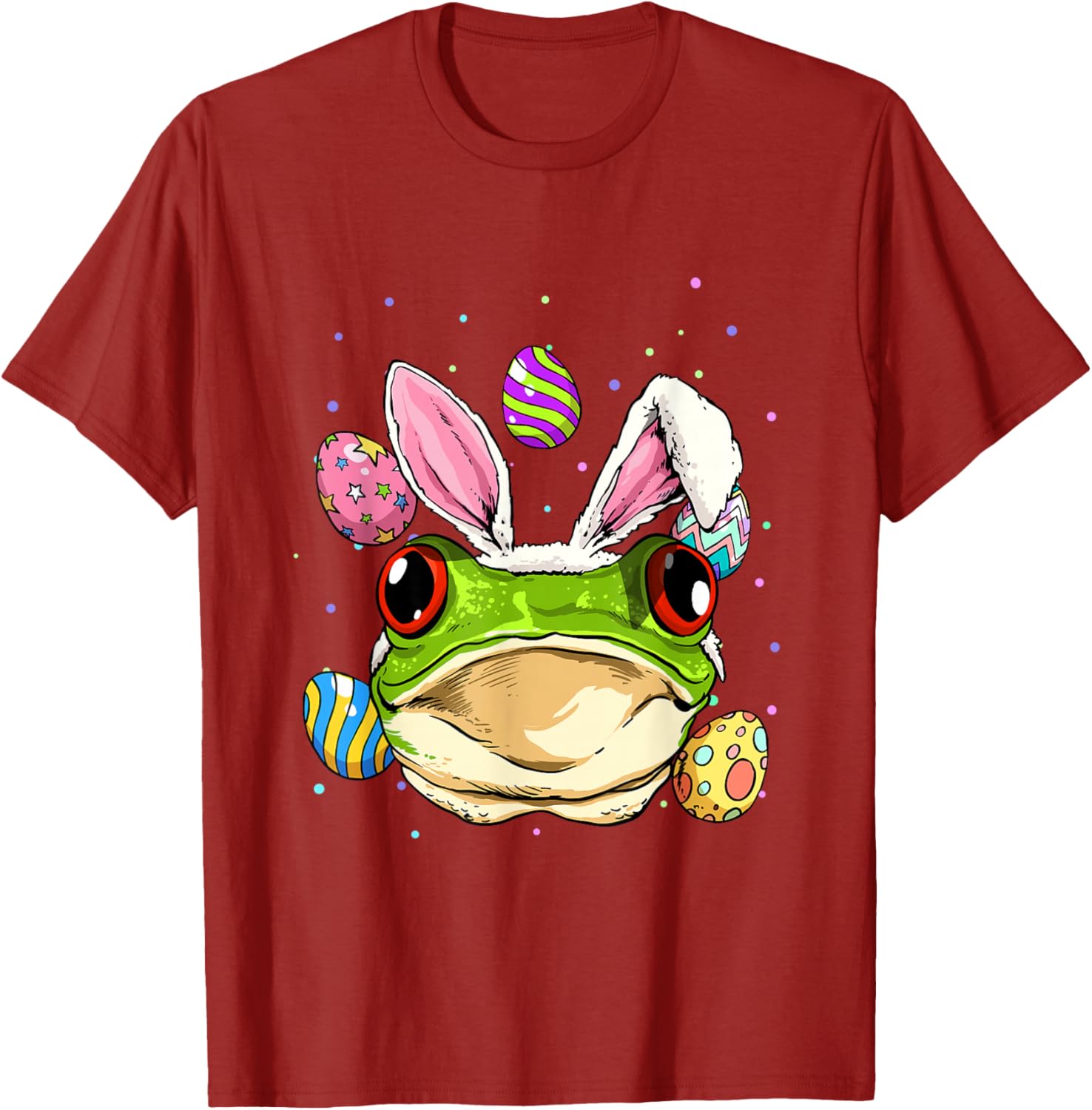 Frog Easter Bunny Eggs Graphic Tee Soft Cotton Crew Neck T-Shirt Holiday Gift S
