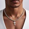 SILVER Chain with Cross Men' Diamond Italian Cross + FREE