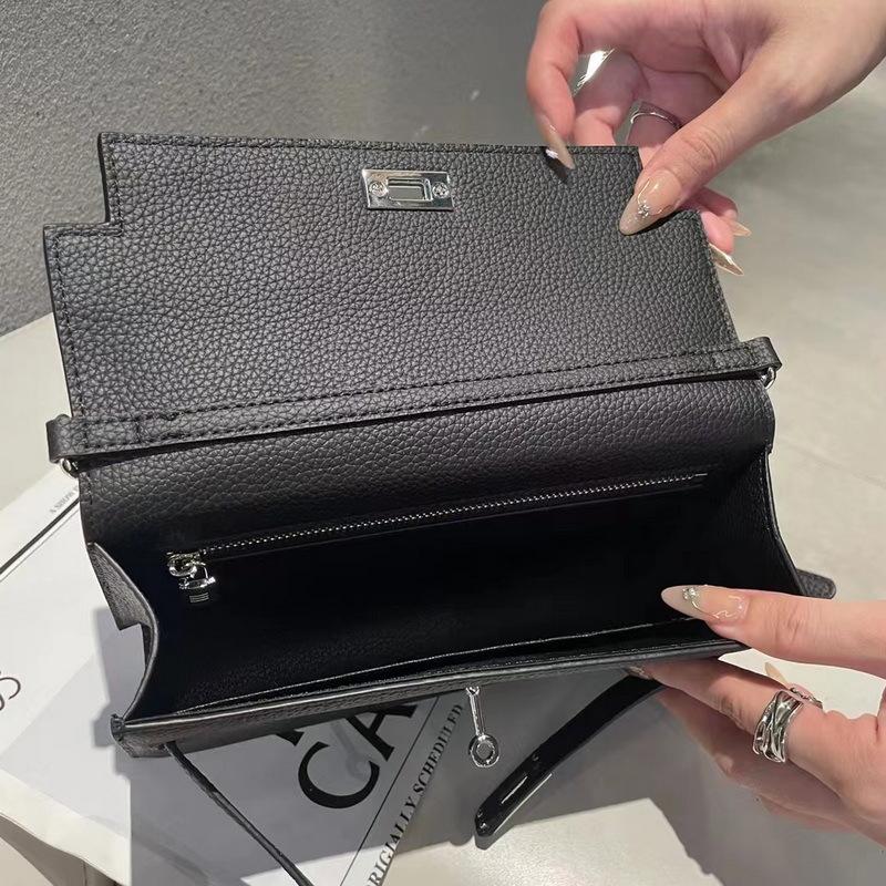 New lychee pattern leather half cover hand grab bag genuine leather women's bag single shoulder underarm bag oblique span bag wholesale