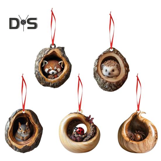 

5 шт. набор рождественских украшений в виде животных, акриловая подвеска для салона автомобиля, 2D акриловое украшение в виде лесного животного для рождественской елки, украшение для домашней вечеринки, подарок для 3mm 5pcs