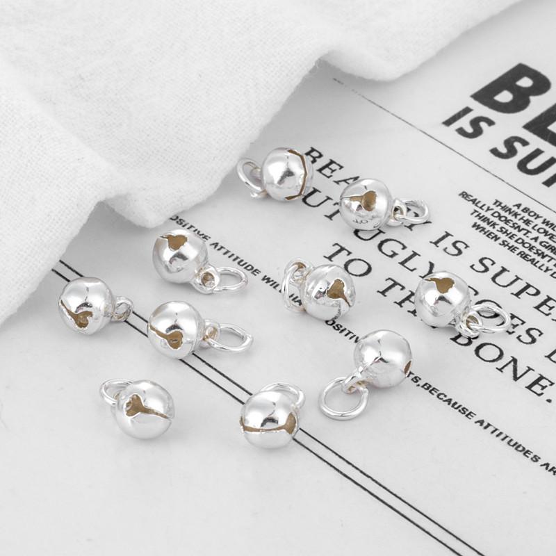 Handmade Silver Jump Ring Bell Pendant for DIY Jewelry