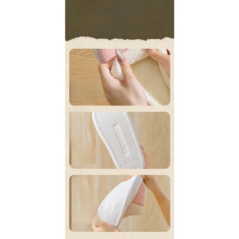 New Cotton Slippers for Home Warmth, Thick-soled Fleece Shoes for Women