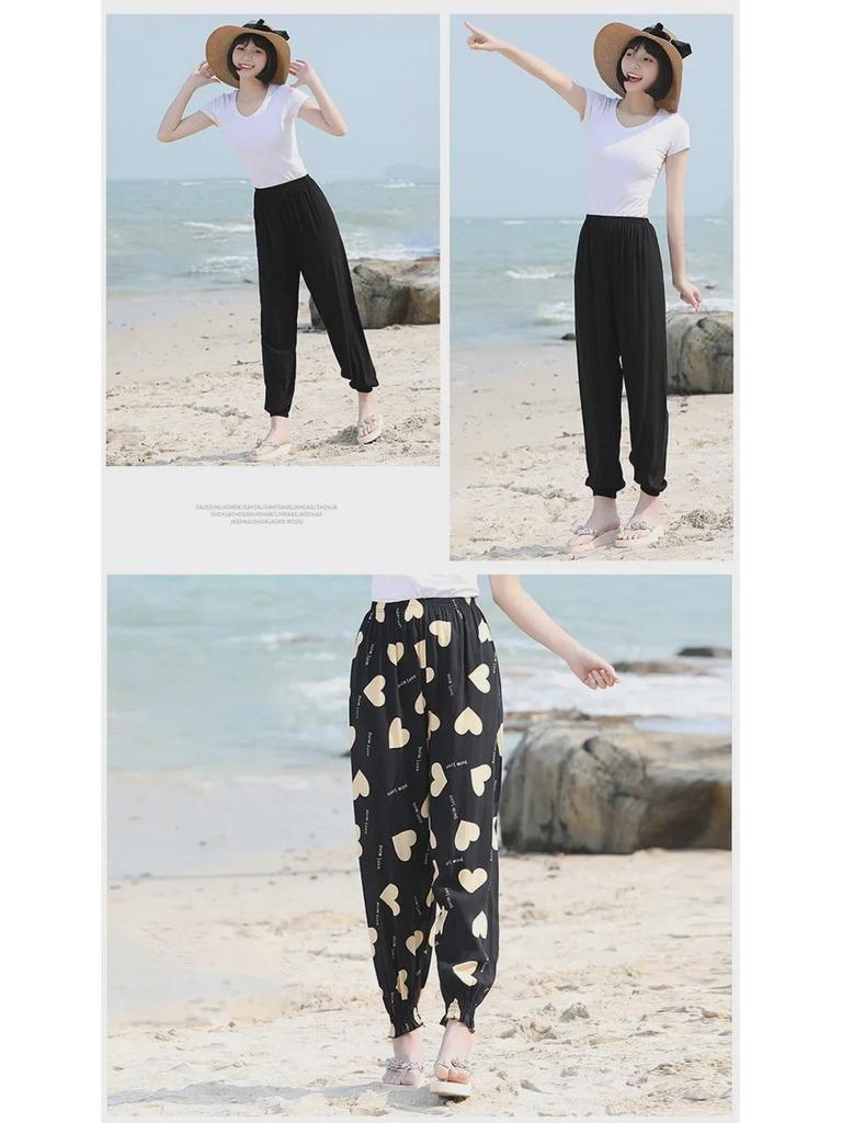 Pantaloni Harem Bohemien in Cotone da Donna - Estivi da Spiaggia & Anti-Zanzare Stile Etnico Lanterna
