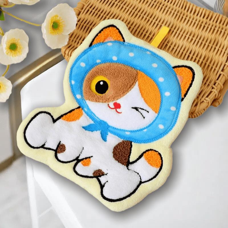 1/4 Stück Korallenfleece Katzenförmige Handtücher 4 Entzückende Kätzchen-Designs, Super Absorbent Schnelltrocknend Küchen-Badetücher, Nicht Fusseln Moderne Deko
