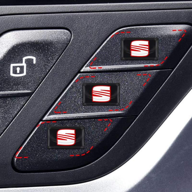 2/5/10Pcs Carbon Fiber Steering Wheel Car Logo Emblem 3D Stickers For Seat Leon FR Altea Ibiza Toledo Cordoba Alhambra Arona Ateca Exeo