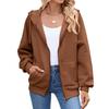 Felpa con cappuccio da donna con tasca, casual, con zip, giacca, tinta unita, manica lunga, autunno inverno, tempo libero, tempo libero, capispalla europeo americano
