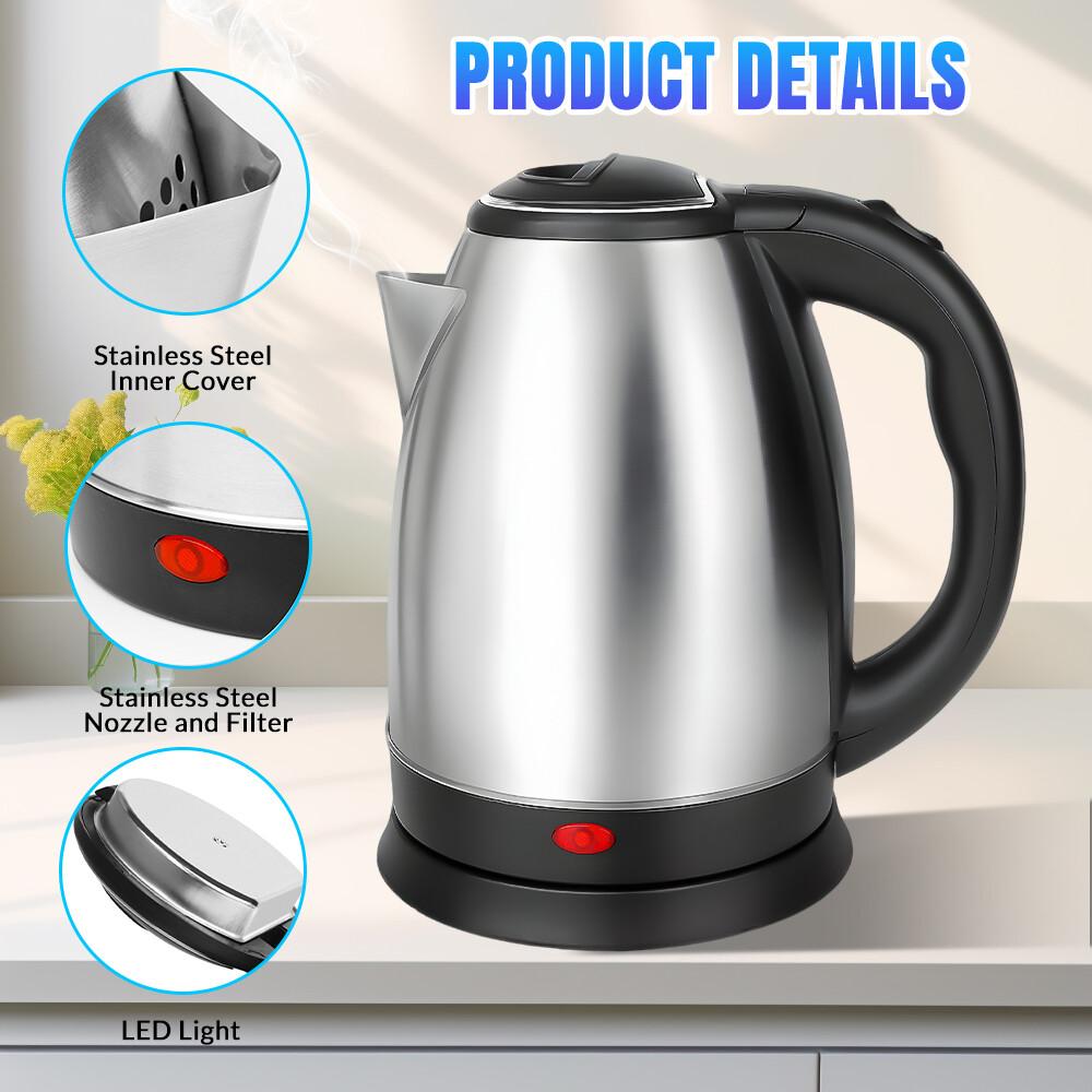2.0L Hot Water Kettle Electric 1000W Stainless Steel Teapot with Auto Shut-Off Anti-Dry Design,Quick Boil for Hotel Family Trip