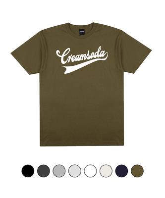 CREAM SODA LAB Authentic Logo Short Sleeve T-Shirt Olive White