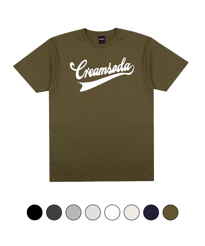 CREAM SODA LAB Authentic Logo Short Sleeve T-Shirt Olive White