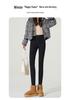 Women's Black Fleece-Lined Thermal Leggings: Warm, High-Waisted, Slim-Fit, Versatile, Thick, Trendy for Autumn/Winter