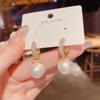 Elegant Micro-Inlaid Zircon Pearl Earrings - Exquisite, Fashionable, and Versatile Light Luxury Accessories