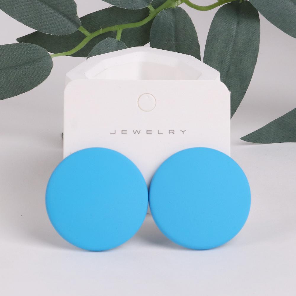 Trendy Korean Red White Black Pink Stud Earrings For Women Girl Geometric Big Square Round Acrylic Earrings Fashion Jewelry Gift