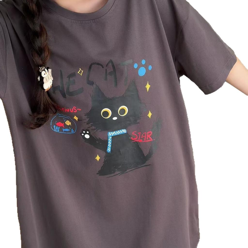Internet Celebrity Style Pajamas Pajamas Women's New Summer Korean Version Puppy Round Neck Short Sleeve Medium and Long Loose and Comfortable Dress