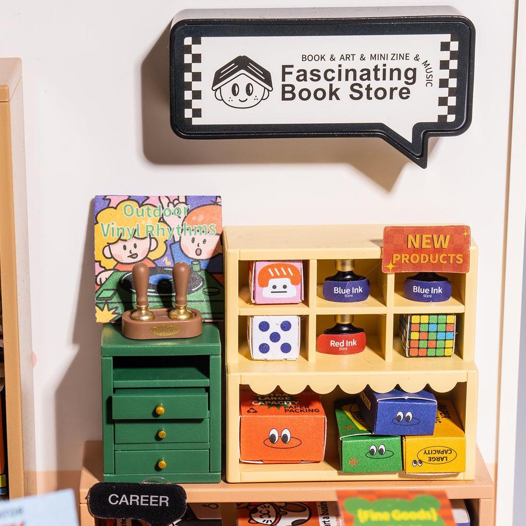 Rolife Super Creator Fascinating Book Store DIY Miniature House Kit DW004