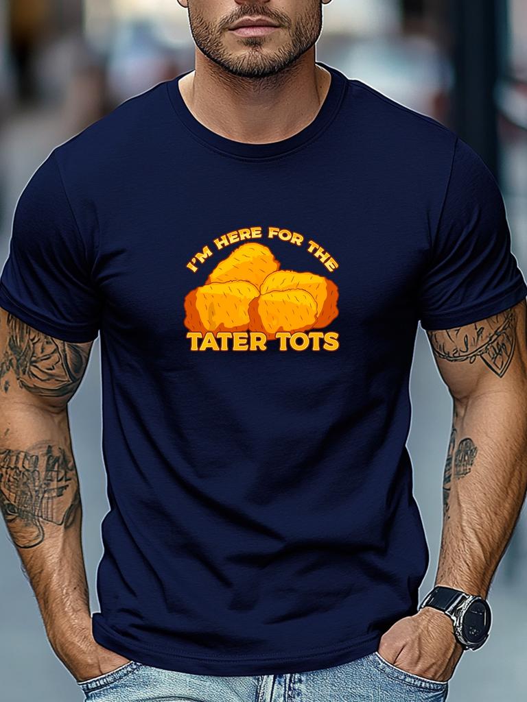 Funny Tater Tots Slogan Food Graphic Print Unisexs Crew Neck Short Sleeve Casual Basic Summer Daily Soft Comfort Fit Wear Tee Shirt