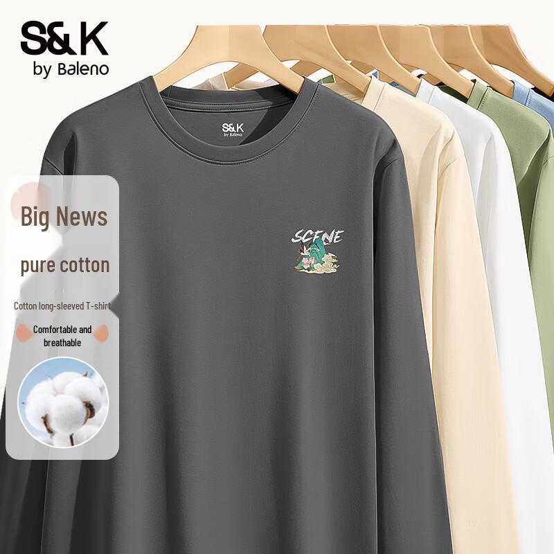 

Baleno Men s S&K Series Pure Cotton Long Sleeve T-Shirt M