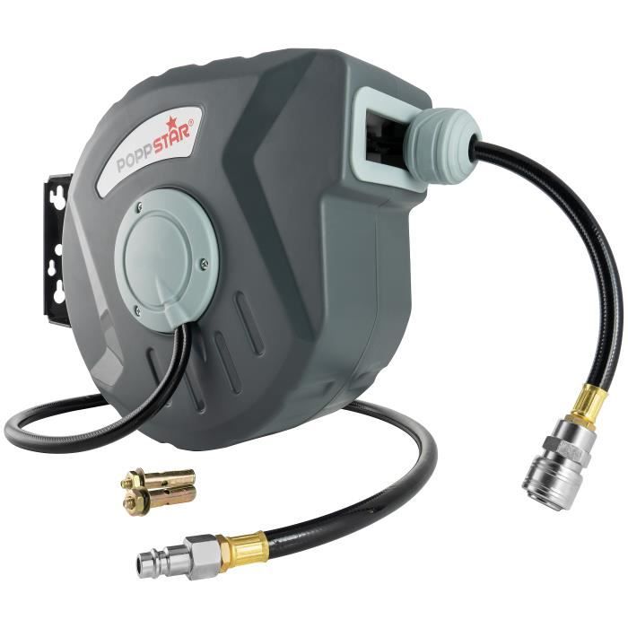Poppstar Enrouleur De Tuyau À Air, Tuyau 10m +1m, Connecteur 5/16", 1/4"NPT/BSPT