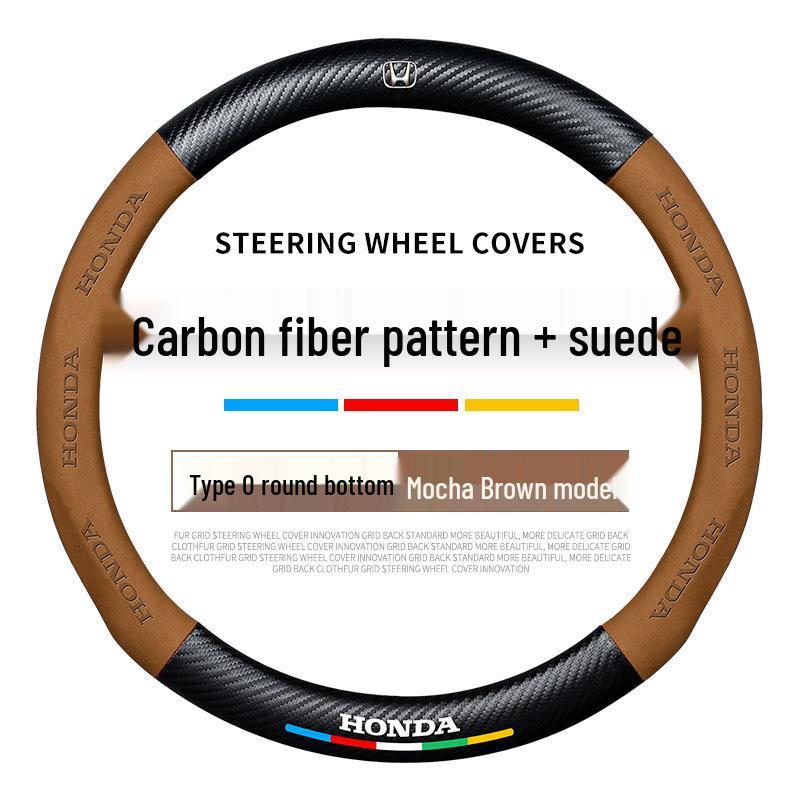 Compatible Suede Steering Wheel Cover for Honda: Accord, Civic, XRV, Spirior, Avancier, Odyssey - Anti-Slip Design.