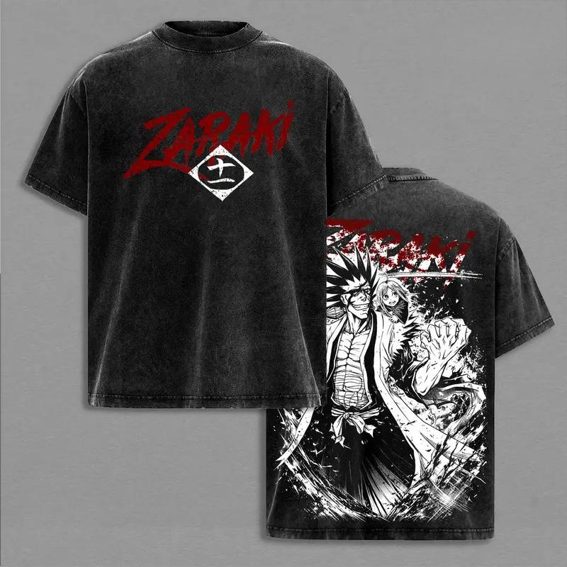 

Anime BLEACH Zaraki Kenpachi Kusajishi Yachiru Printed Tee Men Women Cotton Tshirts Vintage Washed T-shirt Harajuku Male T Shirt S чёрный