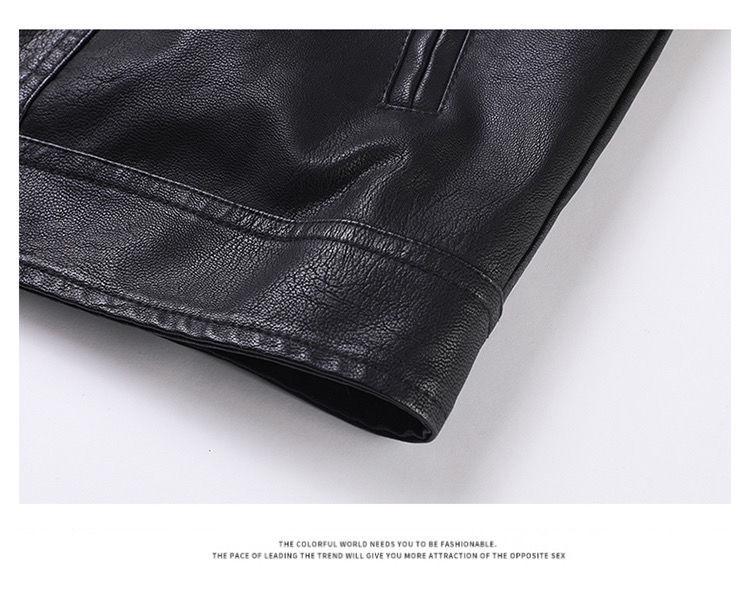 Men’s Slim Fit Leather Jacket with Velvet Lining - Casual Plus Size Lapel Outerwear for Autumn and Winter