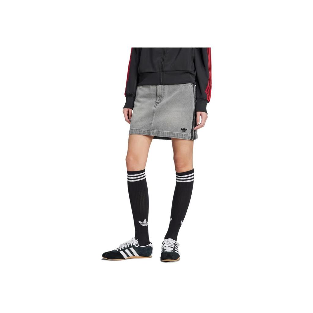 adidas Originals Adicolor Denim Minirock Gewaschenes Grau Damen JW2657