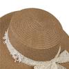 Bow Flat Top Straw Hat Women'S Summer Flower Lace French Top Hat Seaside Sunshade Sunscreen Straw Hat