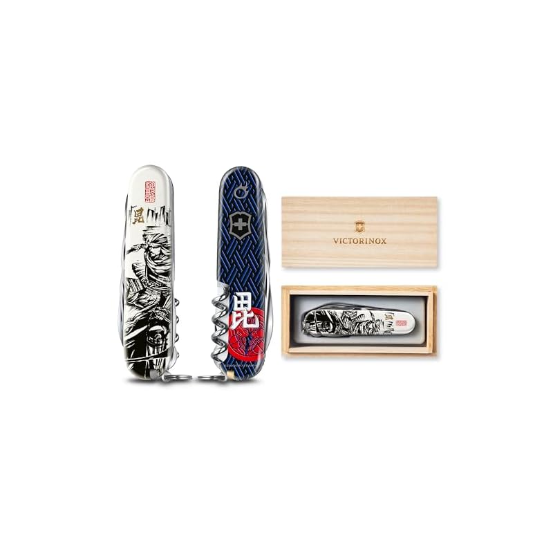 VICTORINOX Sengoku Sumi-e Climber Knife, Featuring Uesugi Kenshin's Family Crest and the Battle of Kawanakajima. This Swiss-made Multi-tool with 14
