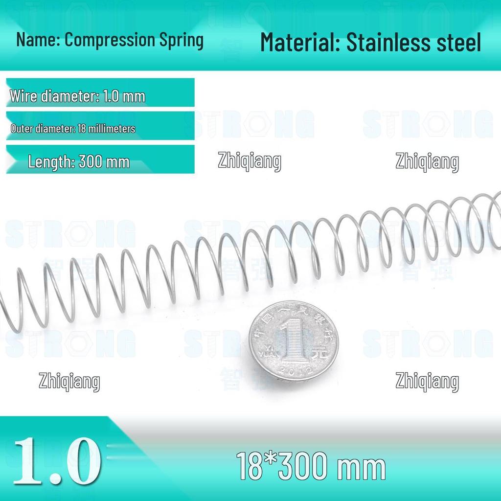 304 Stainless Steel Compression Spring – 300mm Long, High Elasticity, Shock Absorption, Customizable