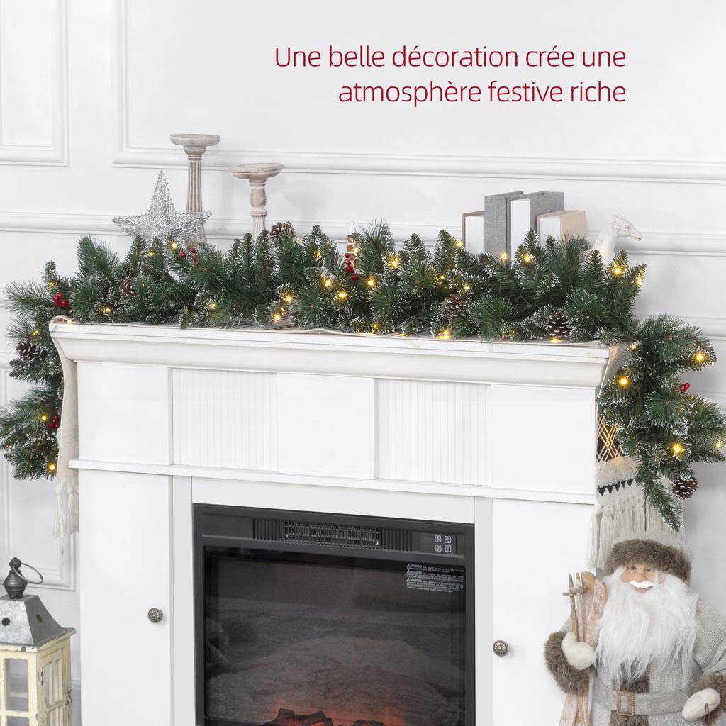 Artificial Lighted Christmas Garland 1.8 m with Pine Cones, Berry Clusters, 50 LED Lights and Timer