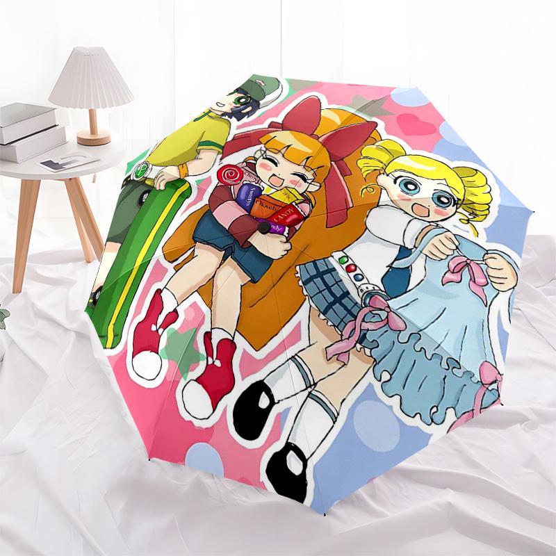 1pc Chibi Characters Automatic Opening/Closing Outdoor Umbrella with Convenient 3-Fold Design, 8-Bone Iron Frame - Perfect for Fans, Travelers, D