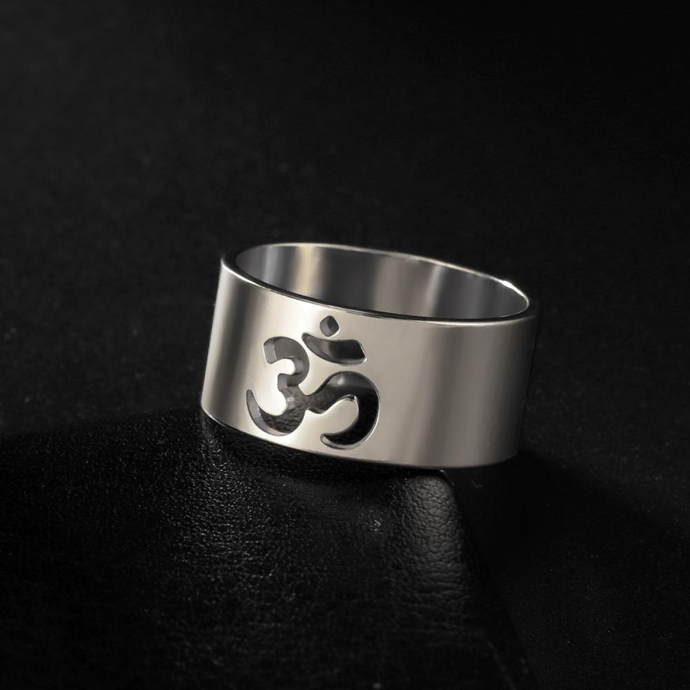 Dawapara Univerzální symbol harmonie Aum OM Prsten Unisex Hinduistický snubní prsten Buddhismus Jógové šperky Nerezová ocel