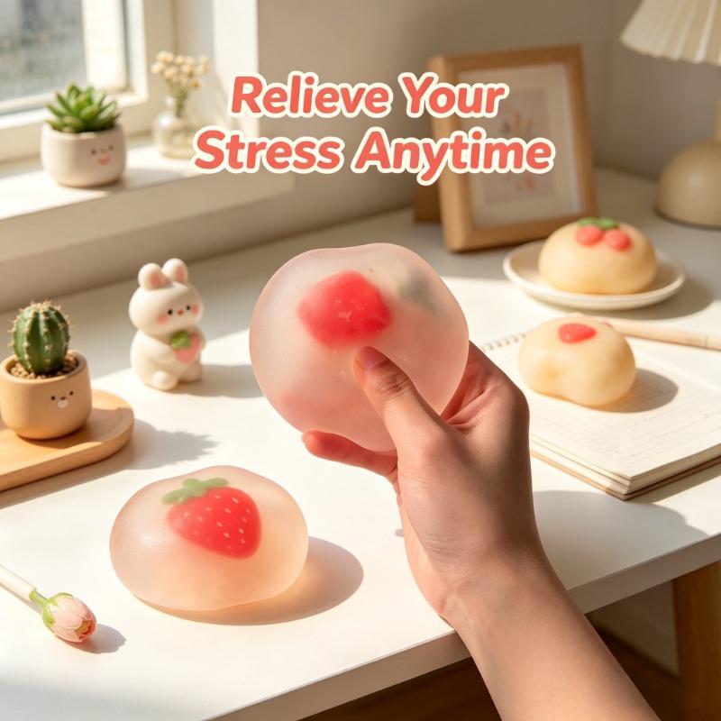 Cute Strawberry Mochi Fidget Squishes Relieve Stress Vent Anger Toys Slow Rebound Stress Relief Toy Relieve Stress For Friends