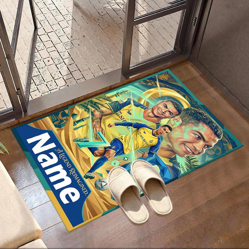 Custom Name Personalized Cristiano Ronaldo Print Carpet, Versatile Home Decor Rug, for Playroom, Apartment, Balcony, Entryway, Hallway Gift