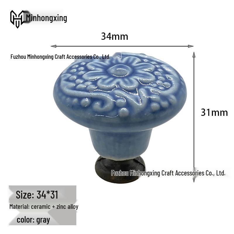 Embossed Floral Ceramic Handle for Children's Furniture