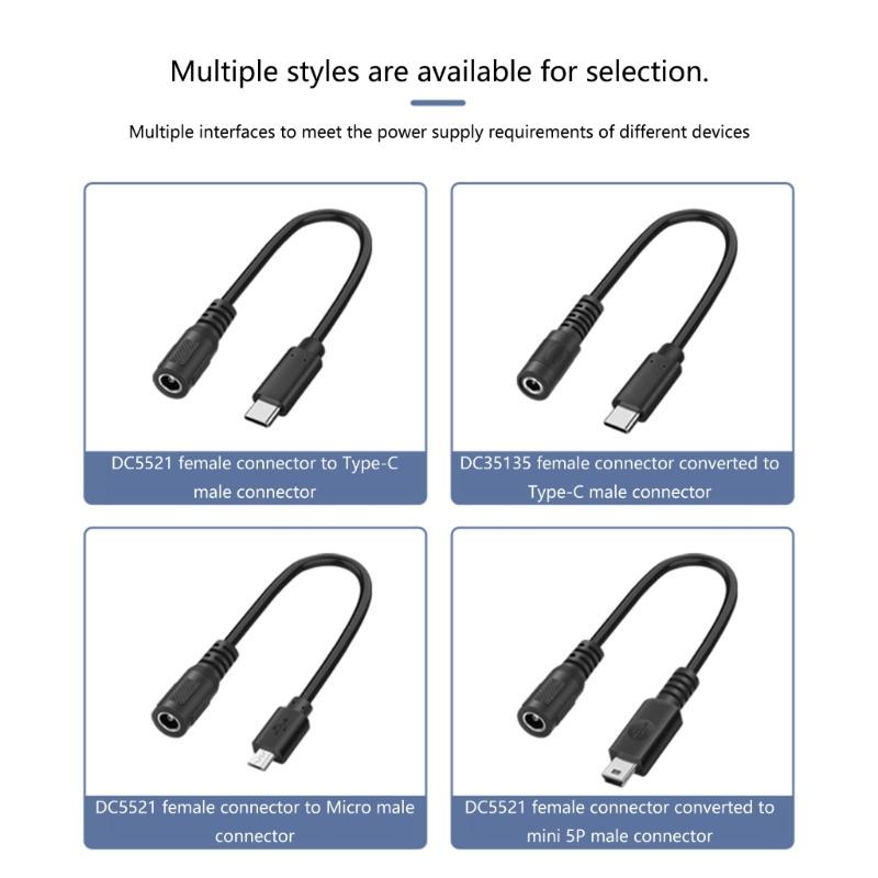 PVC Power Cord With DC35135 DC5521 Female Connectors For Electronics Projects Low Power and Durability Cord