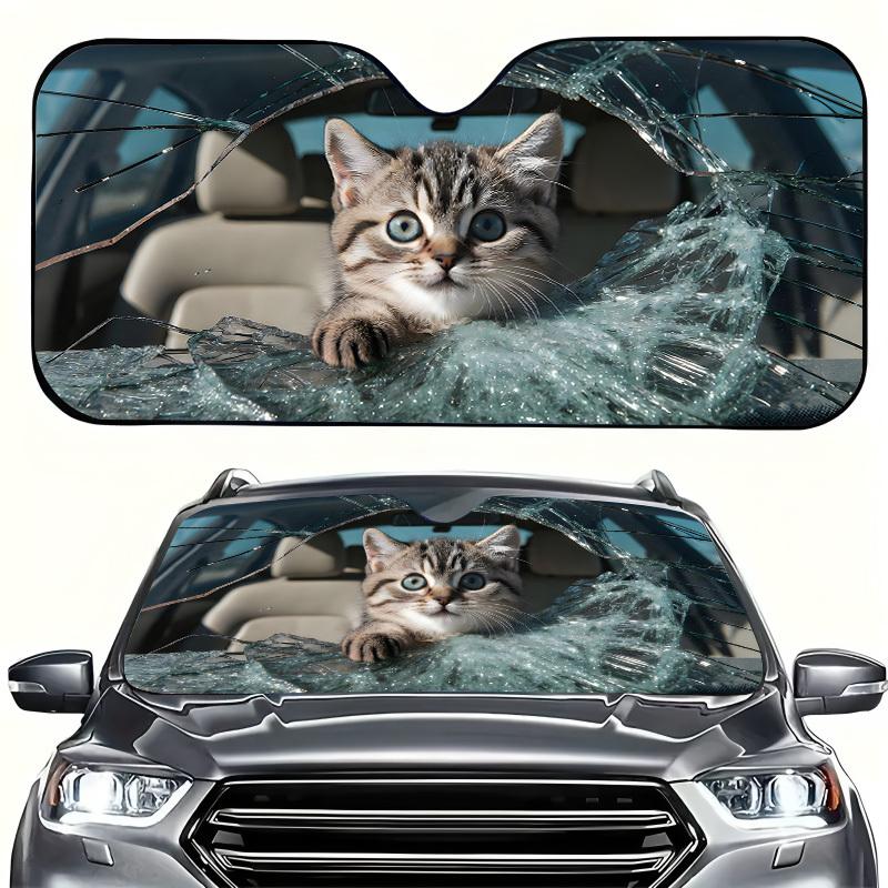 1Pcs Playful Design Car Windshield Sun Shade With 4 Free Suction Cups, For SUV, Easy Installation, Interior Sunshade