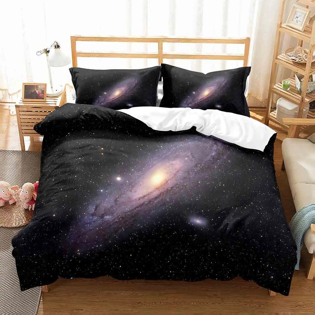 Hubble Image King Queen Duvet Cover Vast Starry Sky Bedding Set Bright Universe Landscape Quilt Cover Polyester Comforter Cover