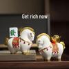 JINGRUIXIANG Lucky Horse Gold Ingot Desk Ornament