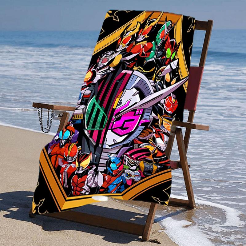 proof beach towel with a UFO Robo Grendizer3 pattern - soft,absorbent,quick-drying,machine washable - perfect for swimming,camping,bathing