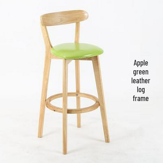 Nordic Solid Wood Bar Stool with Backrest - Modern Minimalist High Chair for Home or Milk Tea Shop
