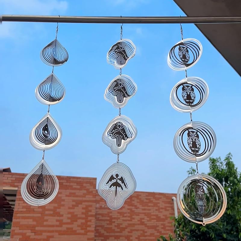 Water Droplets Bird Scare Discs Set-Highly Reflective Double-Sided Bird Reflectors, Extra Sparkly Metal Wind Spinner Outdoor Garden Decor,