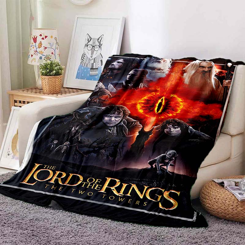 L-Lord of the Rings Movie Print Flannel Blanket Soft Warm Throw For Sofa Bedroom Home Decor Fantasy Film Fan Birthday Present