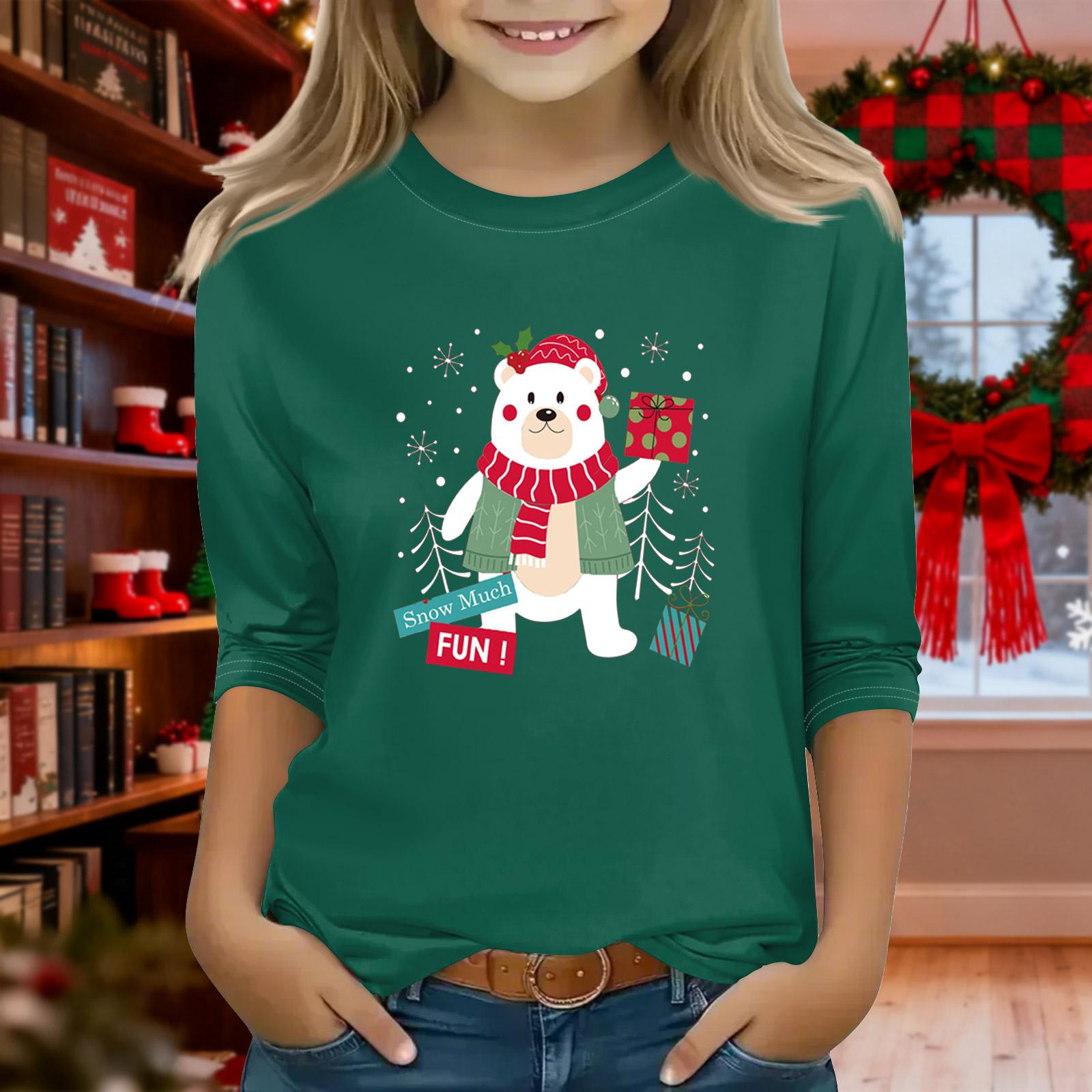 Принтованные топы для девочек-подростков, футболки с круглым вырезом и рукавами 3/4, модные топы для наряда 140