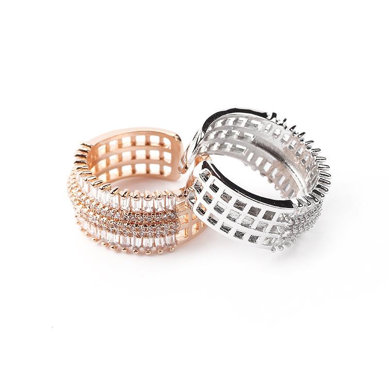 Temperament Simple Design Sense Niche Ring, Fashionable Personality High Sense Diamond Ring Women